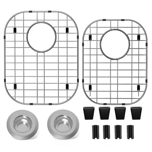 16 in. L x 13 in. W Bottom Grid in Stainless Steel with Rear Drain Hole, Sink Rack for Bottom of Sink