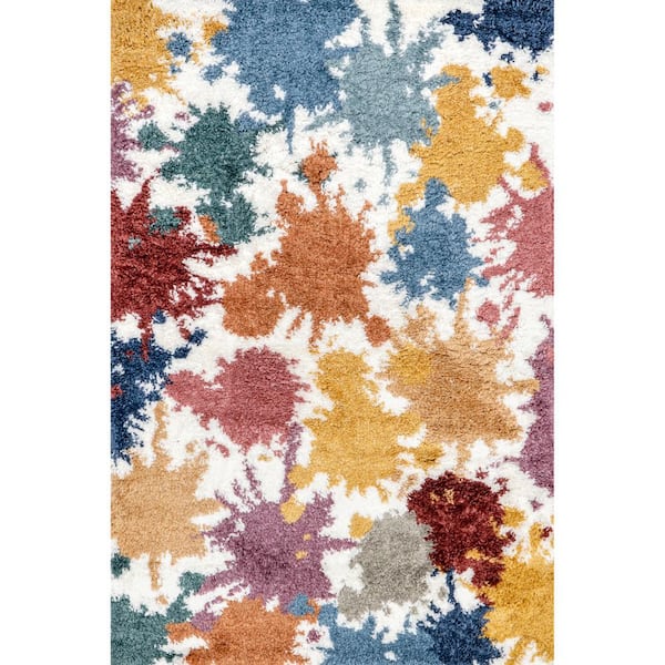nuLOOM Queenie Colorful Splatter Kids Shag Multi 8 ft. x 10 ft. Area Rug
