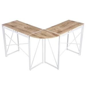 47 in. L-Shaped Retangular Light Wood Folding Computer Desk