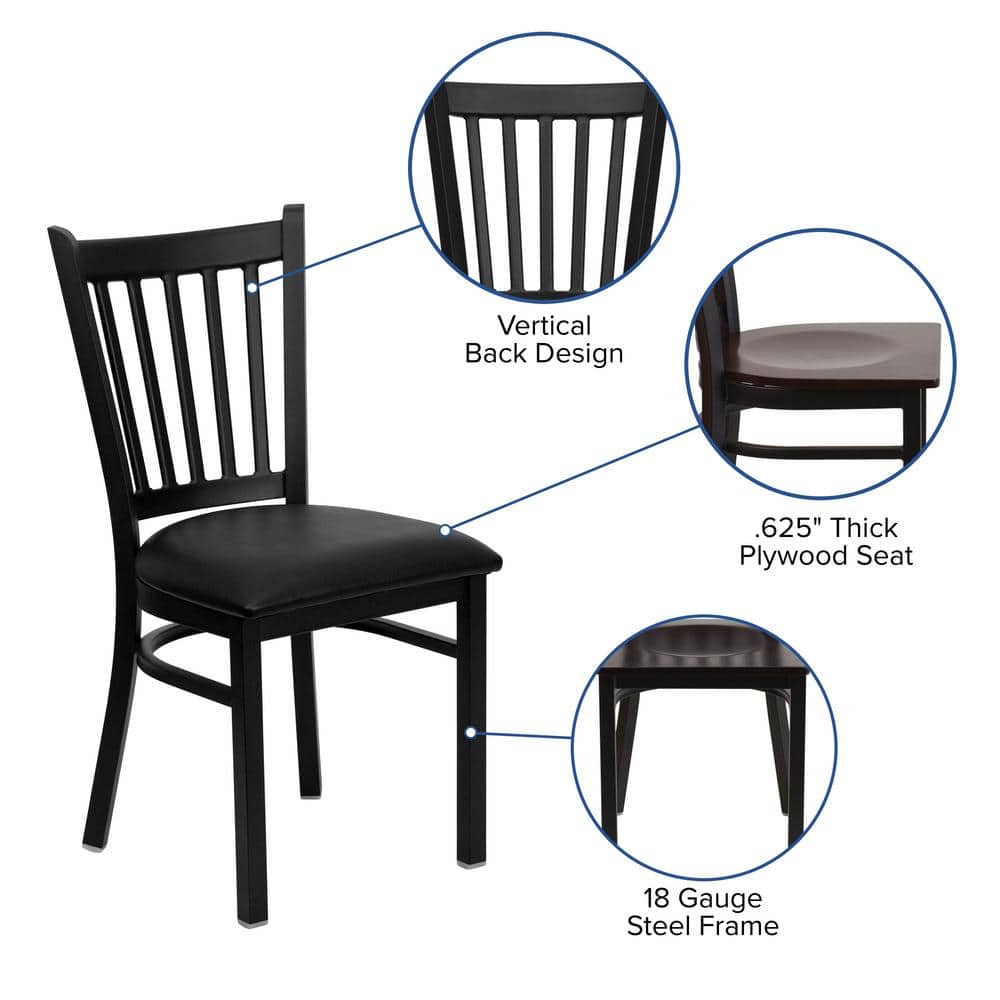 Windsor High Slat Side Chair in Black Steel & Walnut Wood