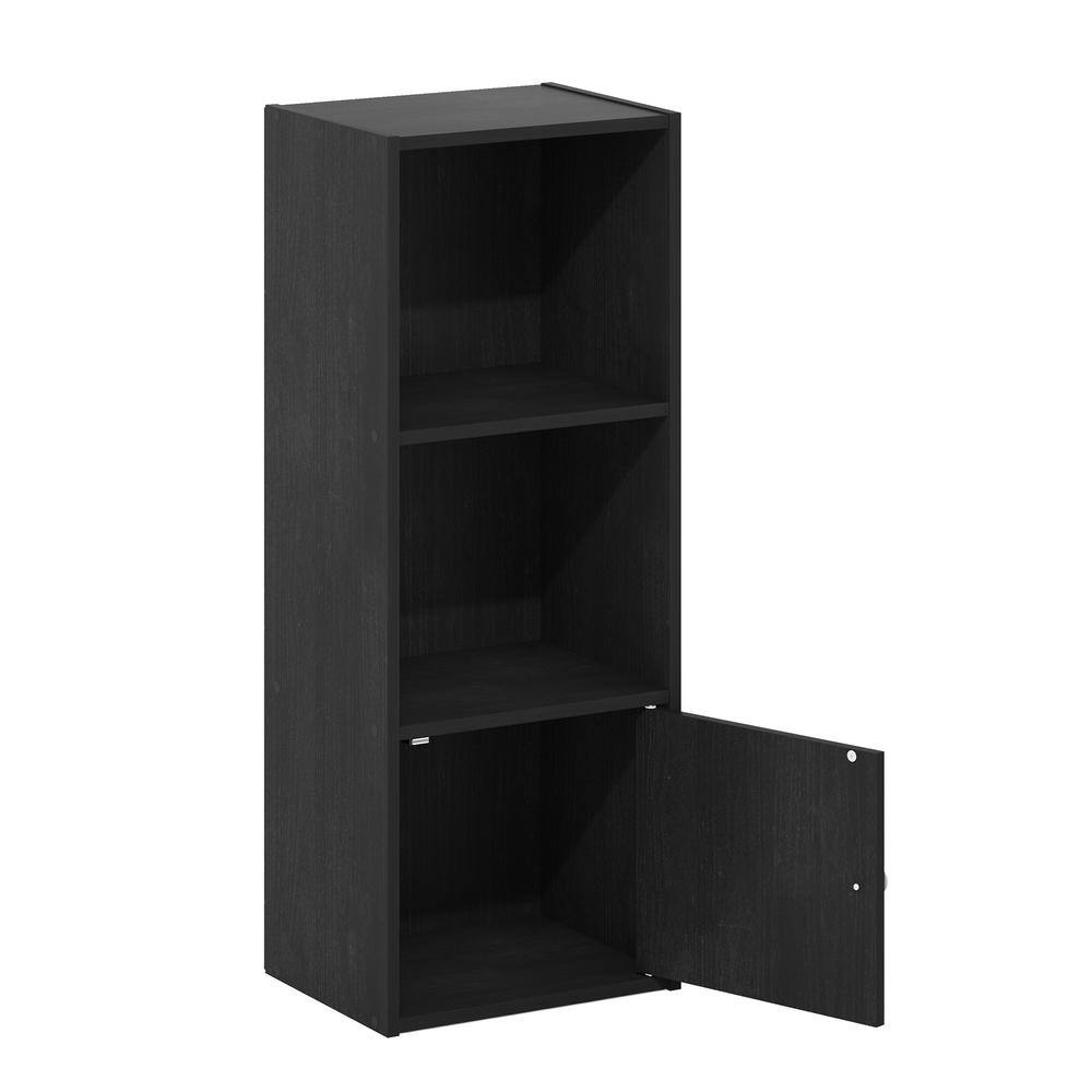 Blackwood 3-Tier Shelf Bookcase with Door Storage Cabinet
