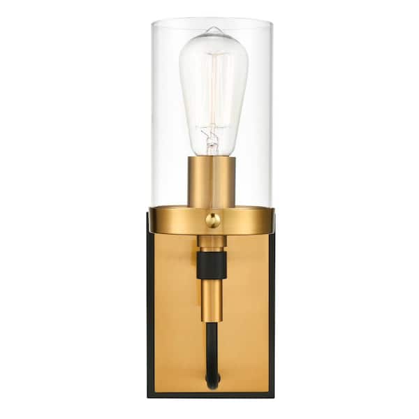 Emme 1-Light Black/Brushed Brass Vanity Light