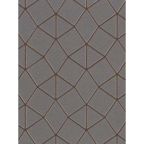 Brewster Albion Taupe Geometric Taupe Wallpaper Sample