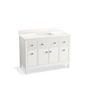 Malin by Studio McGee 48 in. Bathroom Vanity Cabinet in White with Sink And Quartz Top