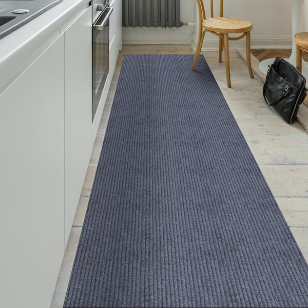 4' x 72' Runner Rugs with Rubber Backing, Indoor Outdoor Utility Carpet  Runner Rugs, Stripe Gray, Can Be Used as Aisle for The RV and Boat, Laundry