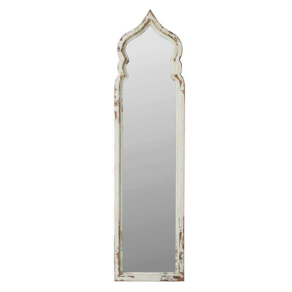 Vintage White 19 in. W x 73.2 in. H Arch Wood Full Length Mirror, Oversized