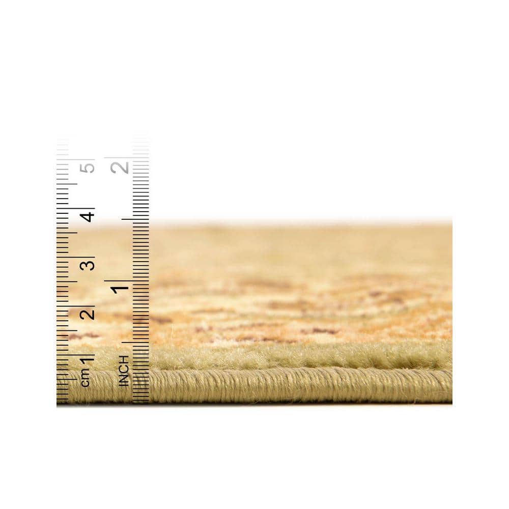 Elegant Green Rectangular Indoor Rug - Stain-Resistant Synthetic 5' x 8'