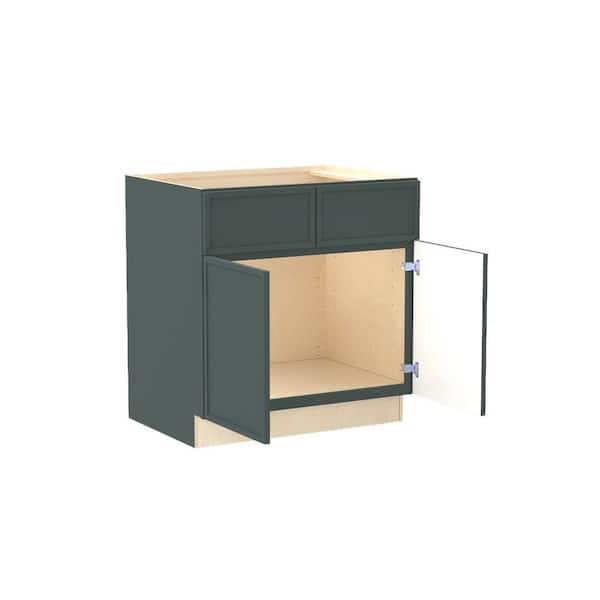 Franklin 33 in. W x 24 in. D x 34.5 in. H Assembled Plywood Sink Base Kitchen Cabinet in Verdant Green with Soft Close