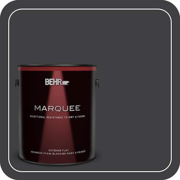 BEHR MARQUEE 1 gal. #ECC-10-2 Jet Black Flat Exterior Paint & Primer