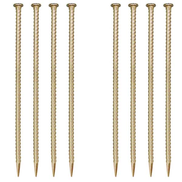 1/2 in. x 16 in. Galvanized Steel Ground Rebar Stakes for Plant Support, Speed Bump, Tent Stakes, Gold (8-Pack)