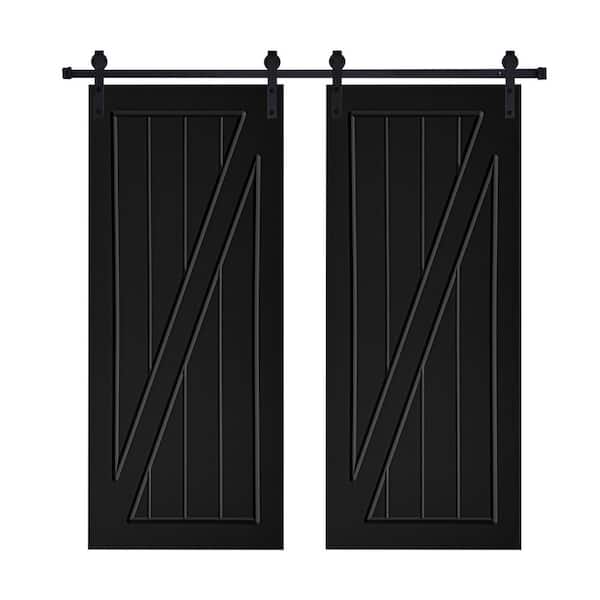 AIOPOP HOME Double Modern Z Frame 32 in. x 96 in. MDF Black Barn