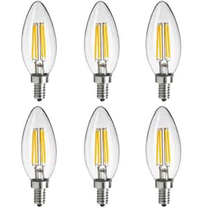 40-Watt Equivalent B11 Dimmable Clear Filament E12 Candelabra Base Chandelier LED Light Bulb in Amber 1800K (6-Pack)