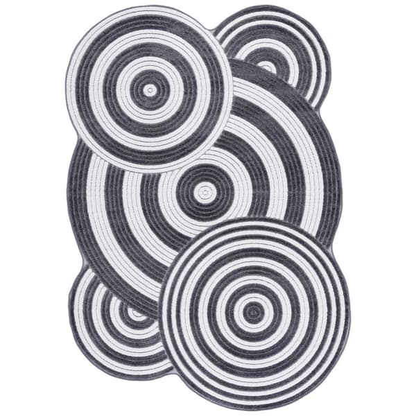 Contour 8 ft. x 10 ft. Ivory/Gray Striped Abstract Area Rug