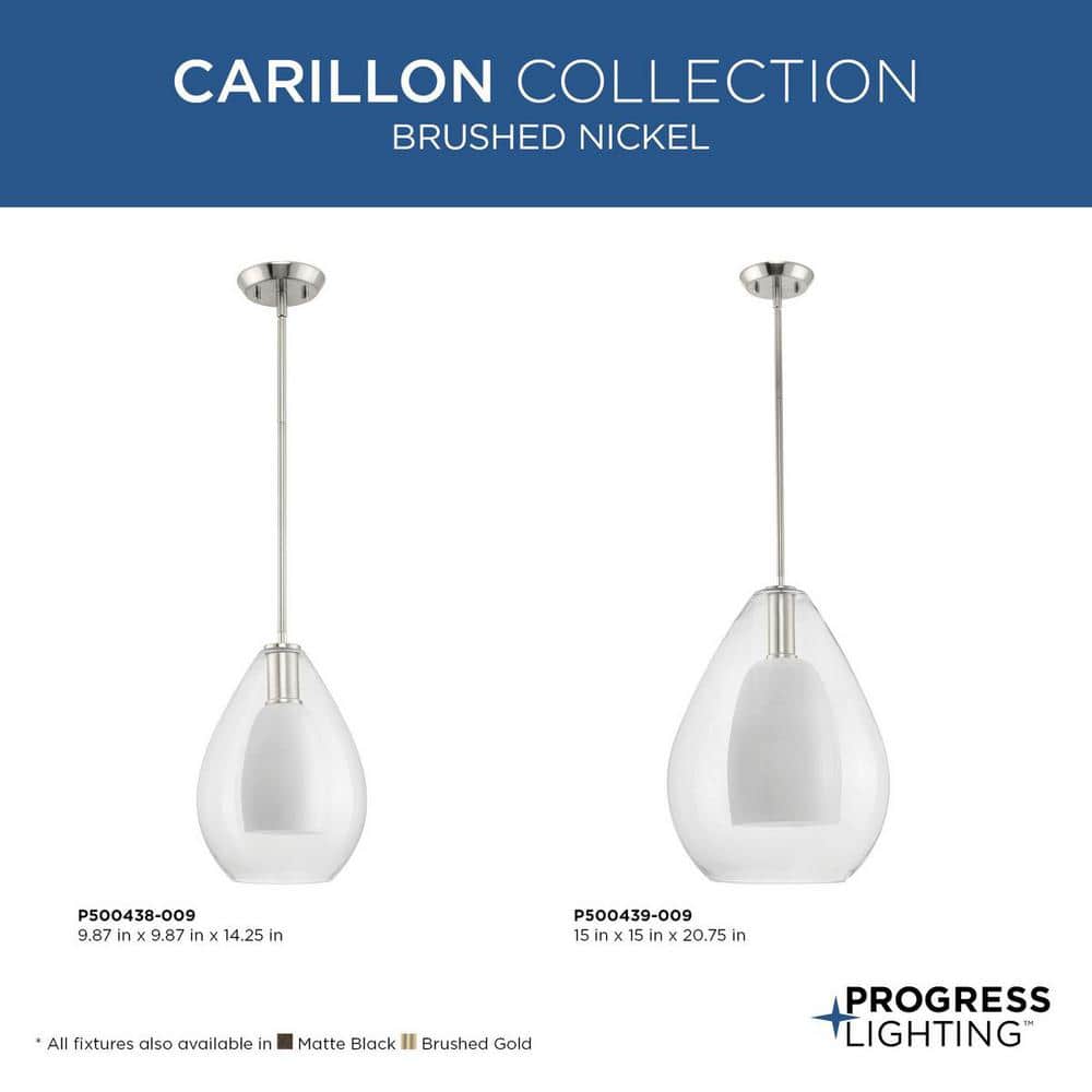 Carillon Brushed Nickel Glass Bell Pendant Light