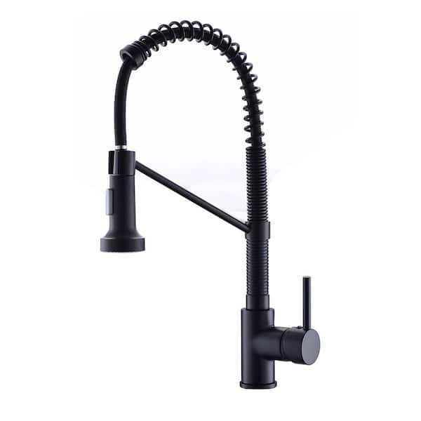 Single Handle High Arc Pull Out Sprayer Kitchen Faucet in Black