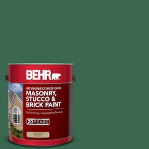 1 gal. #M410-7 Perennial Green Satin Interior/Exterior Masonry, Stucco and Brick Paint