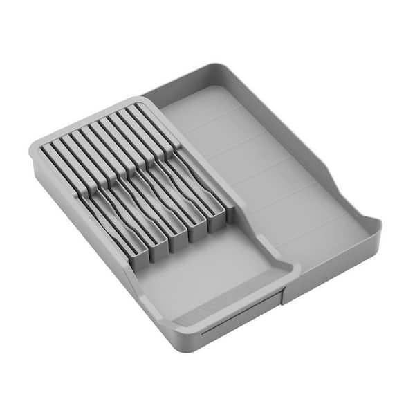 11-Knife In-Drawer Plastic Knife Drawer Organizer Tray with Drain Holes for Kitchen Safety and Space Saving