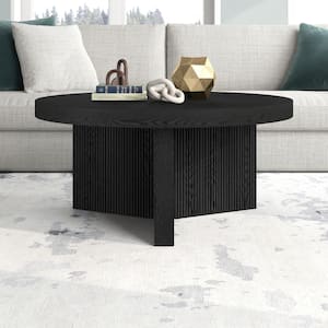 Holm 32 in. Black Grain Round MDF Top Coffee Table