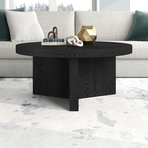 Meyer&Cross Holm 32 in. Black Grain Round MDF Top Coffee Table