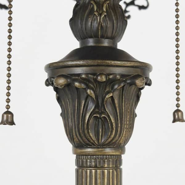 Lasaideal 64 in. Tiffany Style Bronze Finish 2-Light Standard