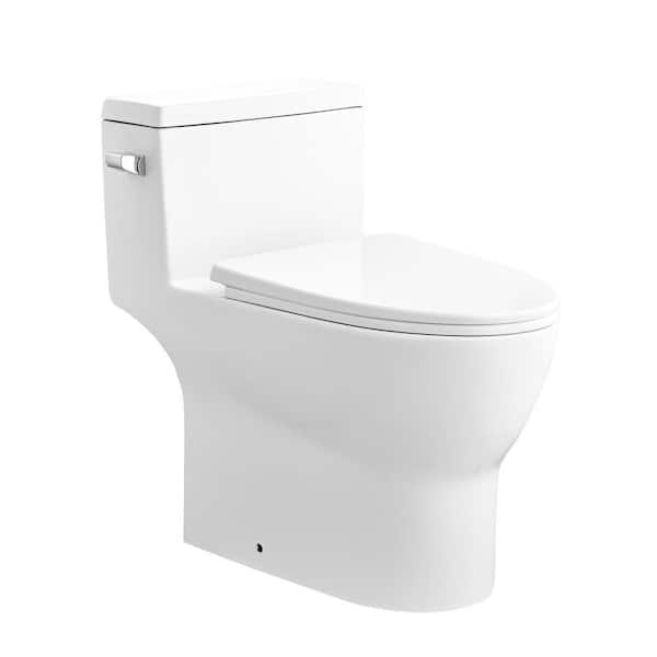 DeerValley Concord 12 in. Rough in Size 1-Piece 1.28 GPF Single Flush Elongated Toilet in White Seat Included