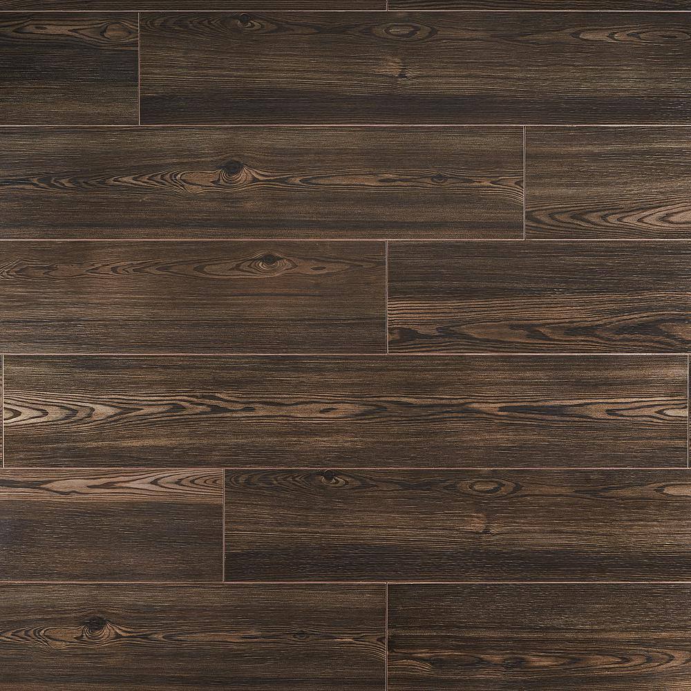 Teakwood 8" x 48" Matte Brown Porcelain Wood Look Tile