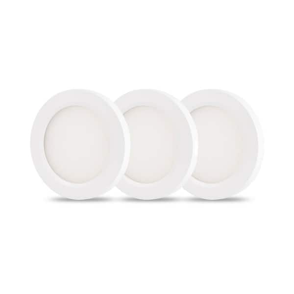 Plug-in and Direct Wire 3PK 4 in. 220 Lumens RGBW Ultra Slim Integrated LED Under Cabinet Puck Light