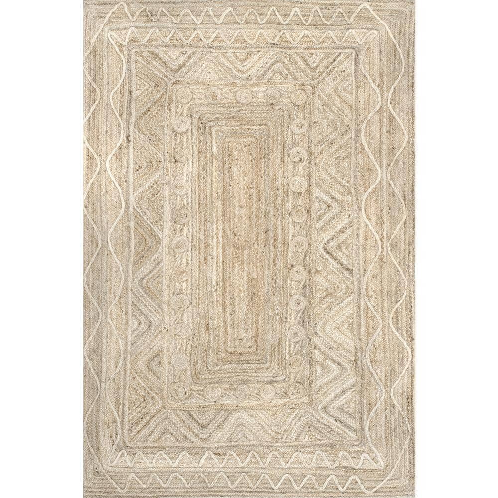 SAJAVAT HOME Pure Cotton Tufted Rectangular Floor Rug|3X5 Feet 36X60  Inches|Cream & Daisy White Hand Knittedall Season Use(Pack Of 1)