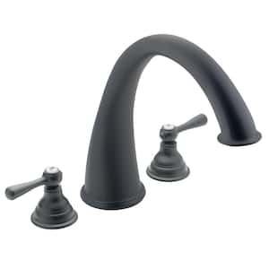 Kingsley 2-Handle Deck-Mount Roman Tub Trim Kit in Wrought Iron (Valve Not Included)