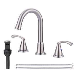 8 in. Widespread Double Handle Bathroom Faucet in Brushed Nickel 3-Hole