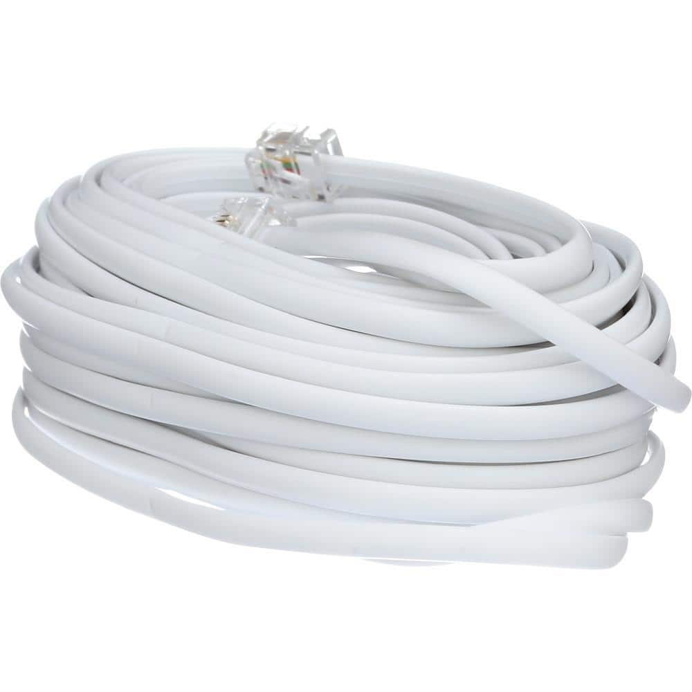 Recoton 50 ft 4 Conductors 2 Line Open Ends Phone Line Wire Cord Cable Ivory 