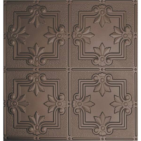 Global Specialty Products Dimensions 2 ft. x 2 ft. Bronze Lay-in Tin Ceiling Tile for T-Grid Systems