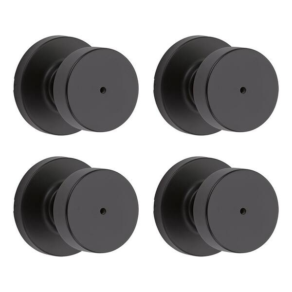 Pismo Matte Black Privacy Square Bed/Bath Door Knob 4-Pack