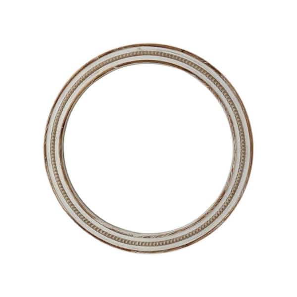 Unbranded Rustic Circle White 24 in. W x 24 in. H Round Wood Wall Decorative Mirrors with Beads, for Living Room Bedroom Office