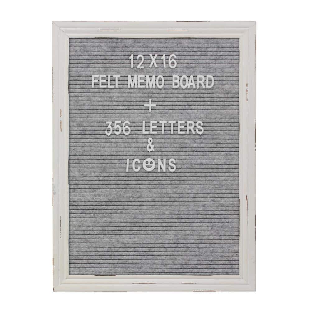 Felt Letter Board 12 x 12 Rustic Wood Frame 320 Black&White Changeable 