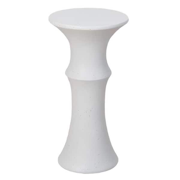 BANSA ROSE 11 in. W x 21.7 in. H White Specialty Magnesium Oxide Outdoor Side Table