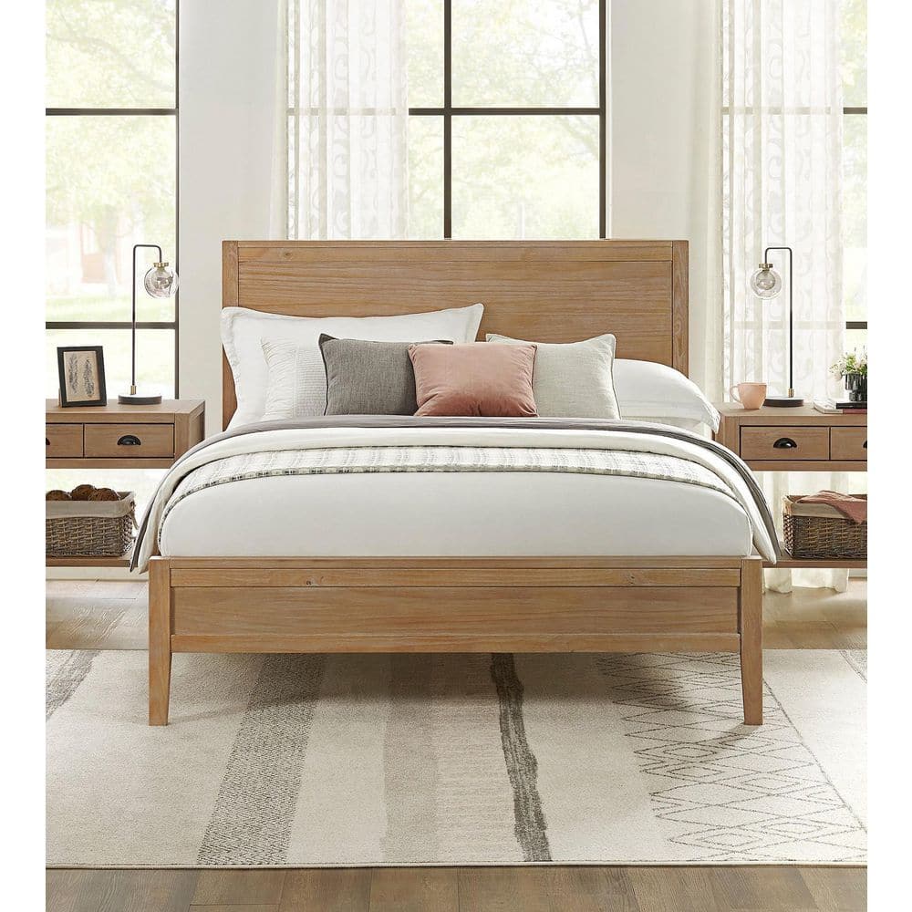 Arden Light Driftwood Pine Queen Bed with High Profile Headboard