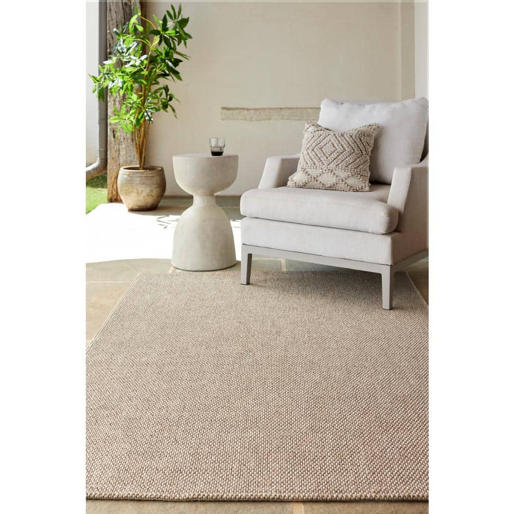 Beige and Gray Rectangular Washable Synthetic Rug