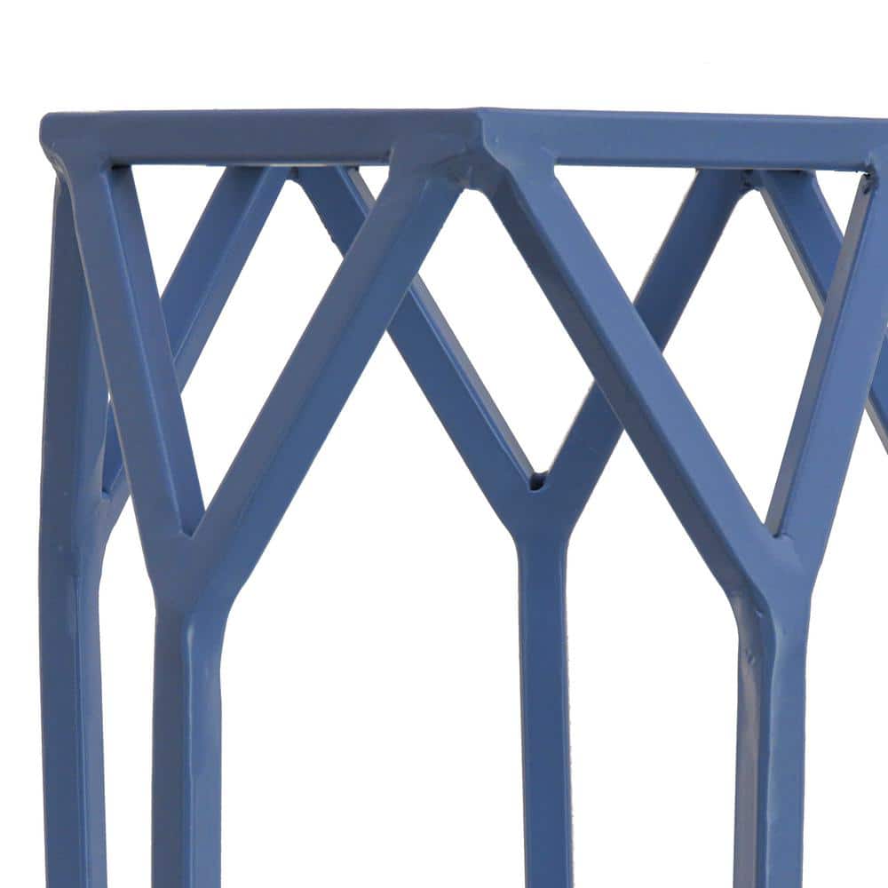 Ice Melt Blue Geometric Steel Hanging Candle Lantern, 14"