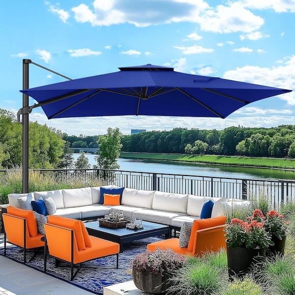 large offset patio umbrella 11 FT Outdoor with Base Aluminium Curved Cantilever Umbrella In commercial applications Outsunny Outdoor Offset Patio Cantilever