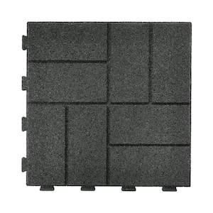 16 in. x 16 in. x 5/8 in. Black Interlocking Rubber Paver (75-Pack)