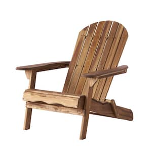 Natural Stained Folding Wood Outdoor Adirondack Chair Set of 1