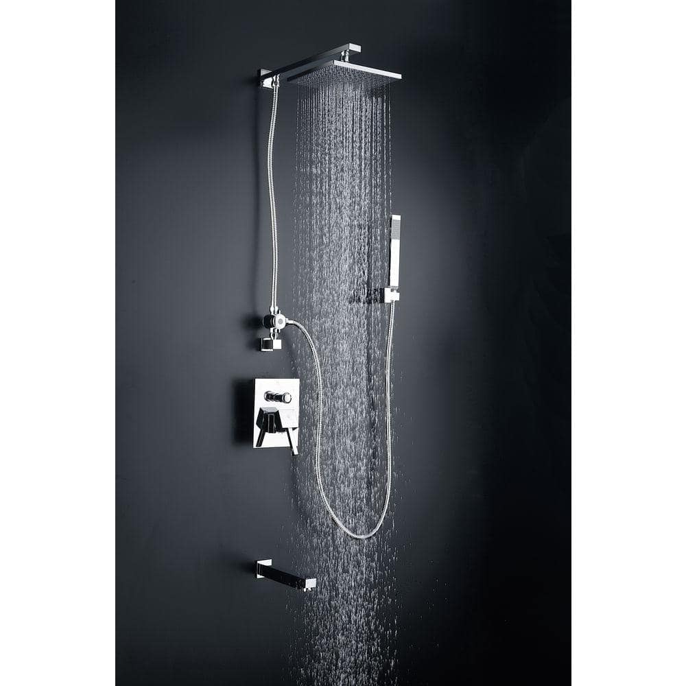 Polished Chrome Wall Mounted Rain Shower Faucet Set