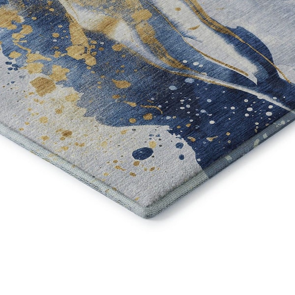 Mayfield Premium Machine Washable Abstract AMF1523 Blue 10 ft. x 14 ft. Area Rug