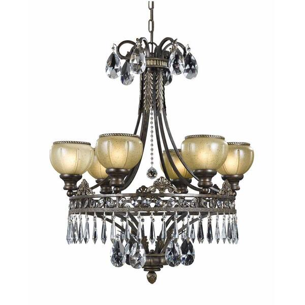 Illumine 6 Light Chandelier English Bronze Finish Opulent Glass Shades