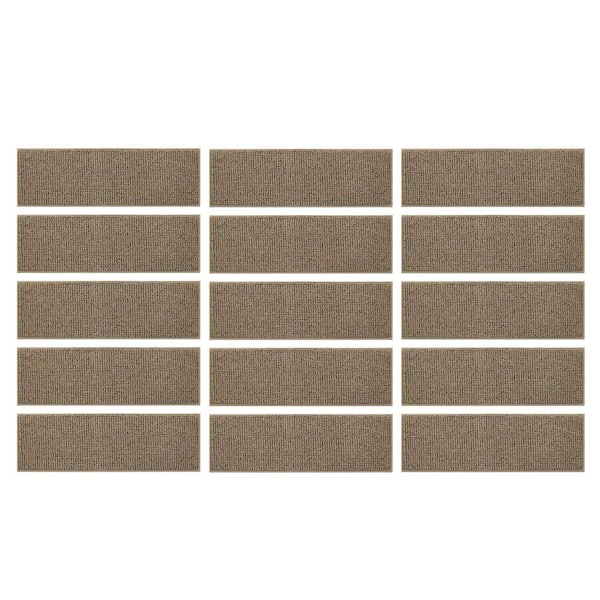9 in. x 28 in. Taupe Non-Slip Stair Tread Cover (15-Pack)