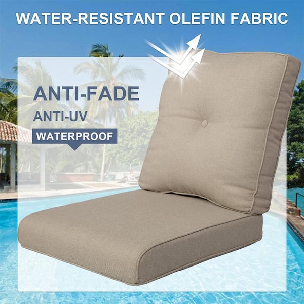 22 in. x 24 in. 4-Piece CushionGuard Outdoor Lounge Chair Deep Seat Replacement Cushion Set in Beige
