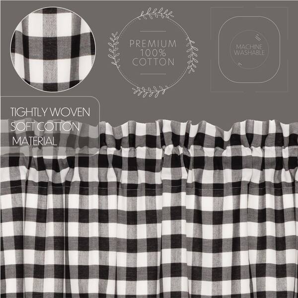 Farmhouse Plaid Tie-Up Window Curtain – Black & White, Rod Pocket, 42" X 63" 2 thumbnail image
