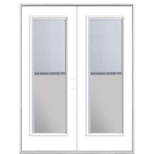 60 in. x 80 in. Ultra White Steel Prehung Left-Hand Inswing Mini Blind Patio Door in Vinyl Frame without Brickmold