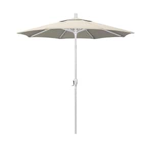 7.5 ft. Matte White Aluminum Market Push Tilt Patio Umbrella in Antique Beige Olefin